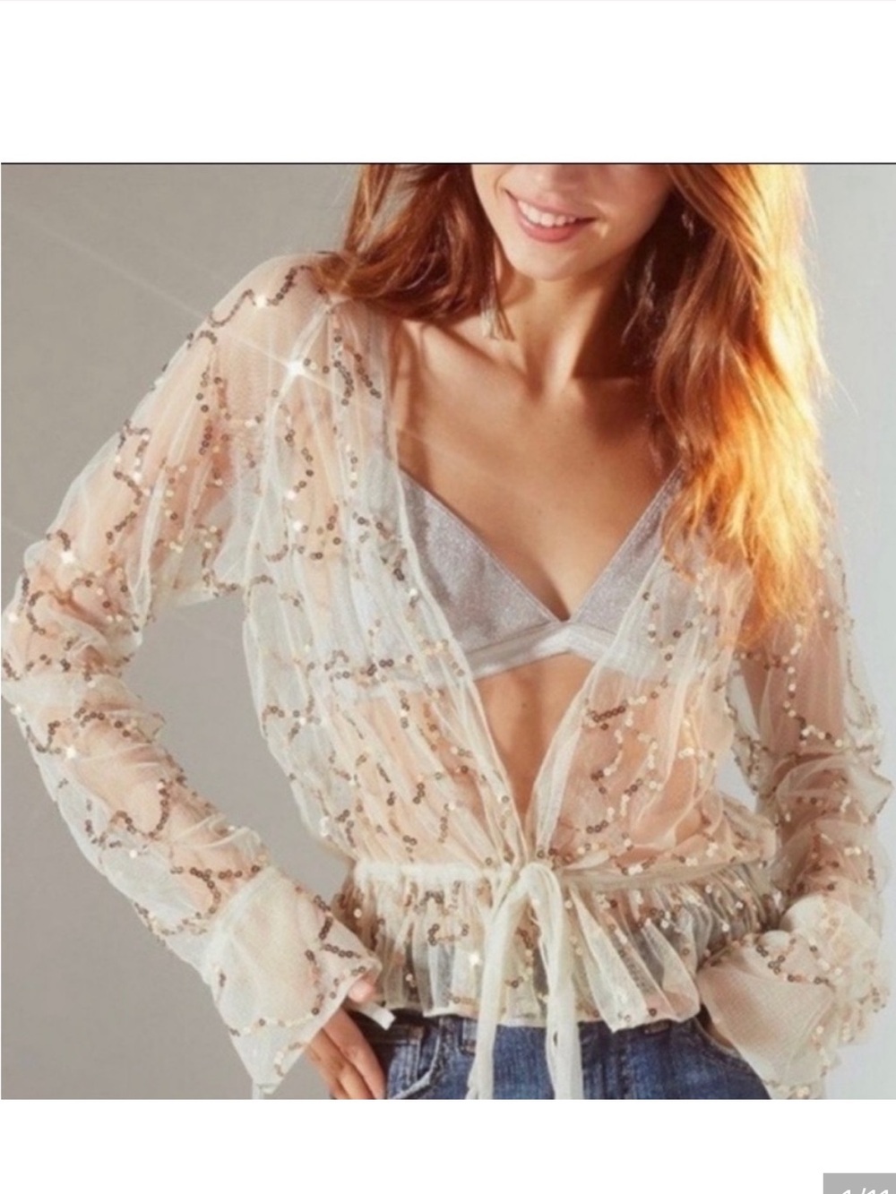 Urban Outfitters Sequins Tulle Mesh Blouse